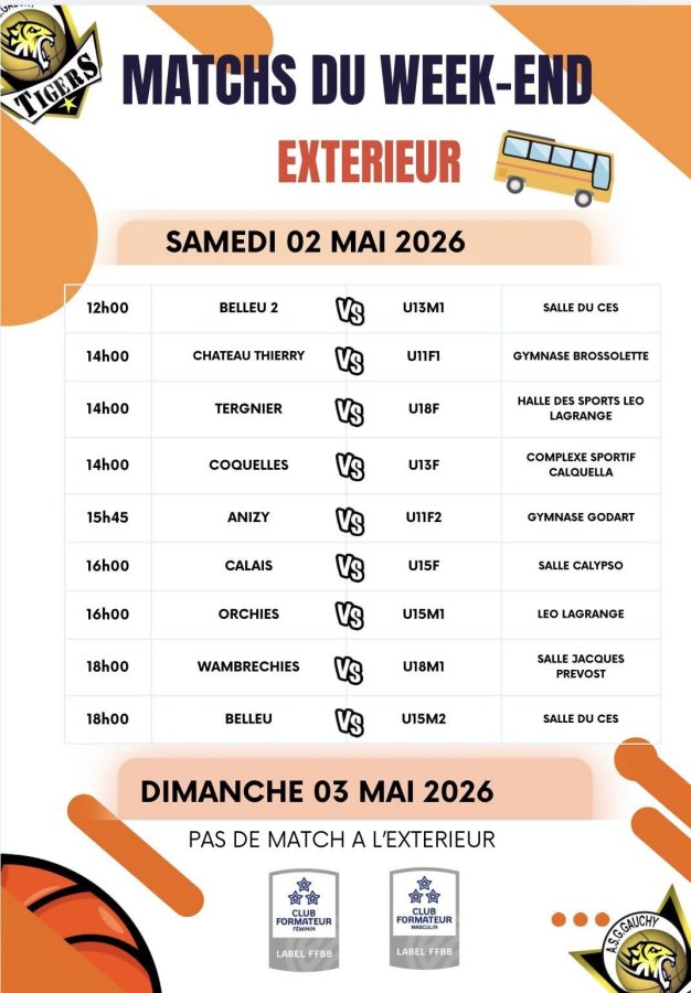 matchs extérieurs